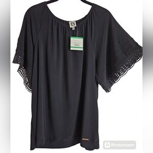 ANNE KLEIN BLOUSE SZ L BLACK